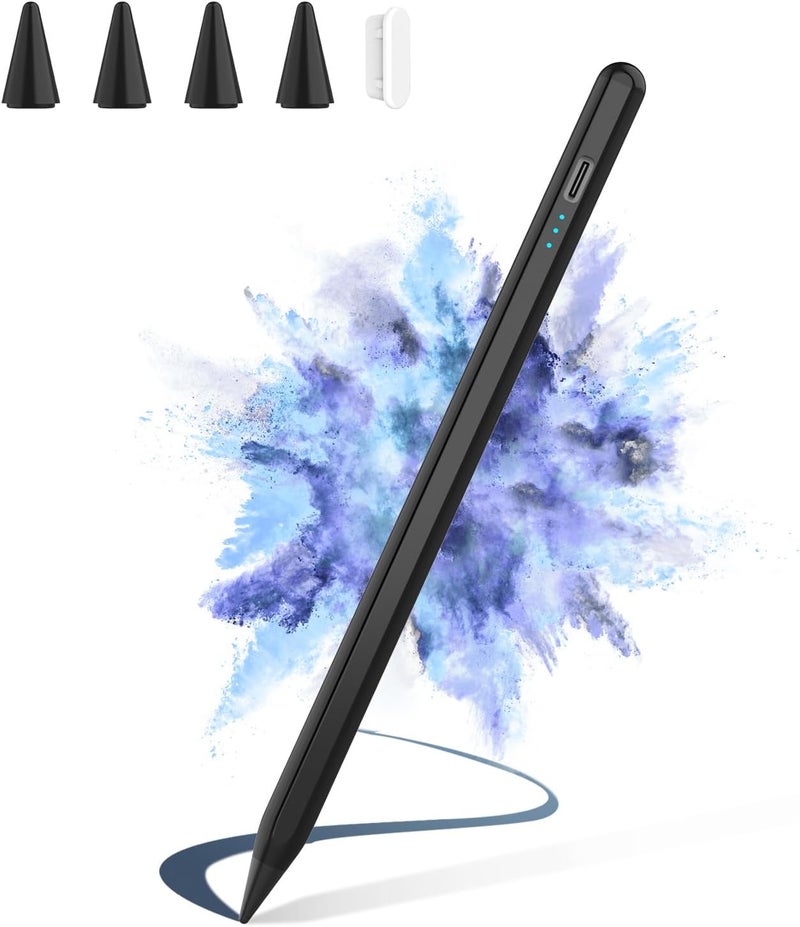 HZD Stylus Pen for iPad 2025-2018 Faster Charge Apple Pencil with Tilt Sensitivity & Palm Rejection & Magnetic Compatible iPad 11/10/9/8/7/6, Pad Air 3/4/5, Pro 12.9"/11", Mini 6/5, M2/M4 Black - Image 1